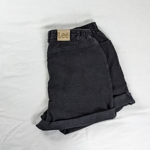 Vintage Lee Black High Waist Bareback Mom Jean Shorts